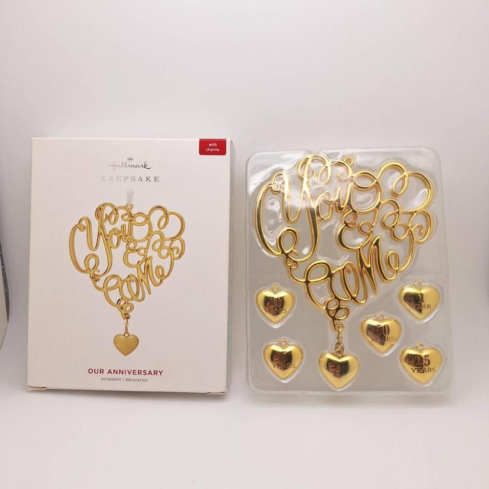 Hallmark Keepsake Our Anniversary You & Me Ornament 2019 Metal 7pc Charms Xmas - Picture 1 of 9